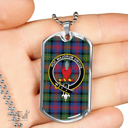 ScottishPlaid Logan Modern Clan Tartan Dog Tag Necklace - Crest Classic Scottish Plaid Tartan Plaid
