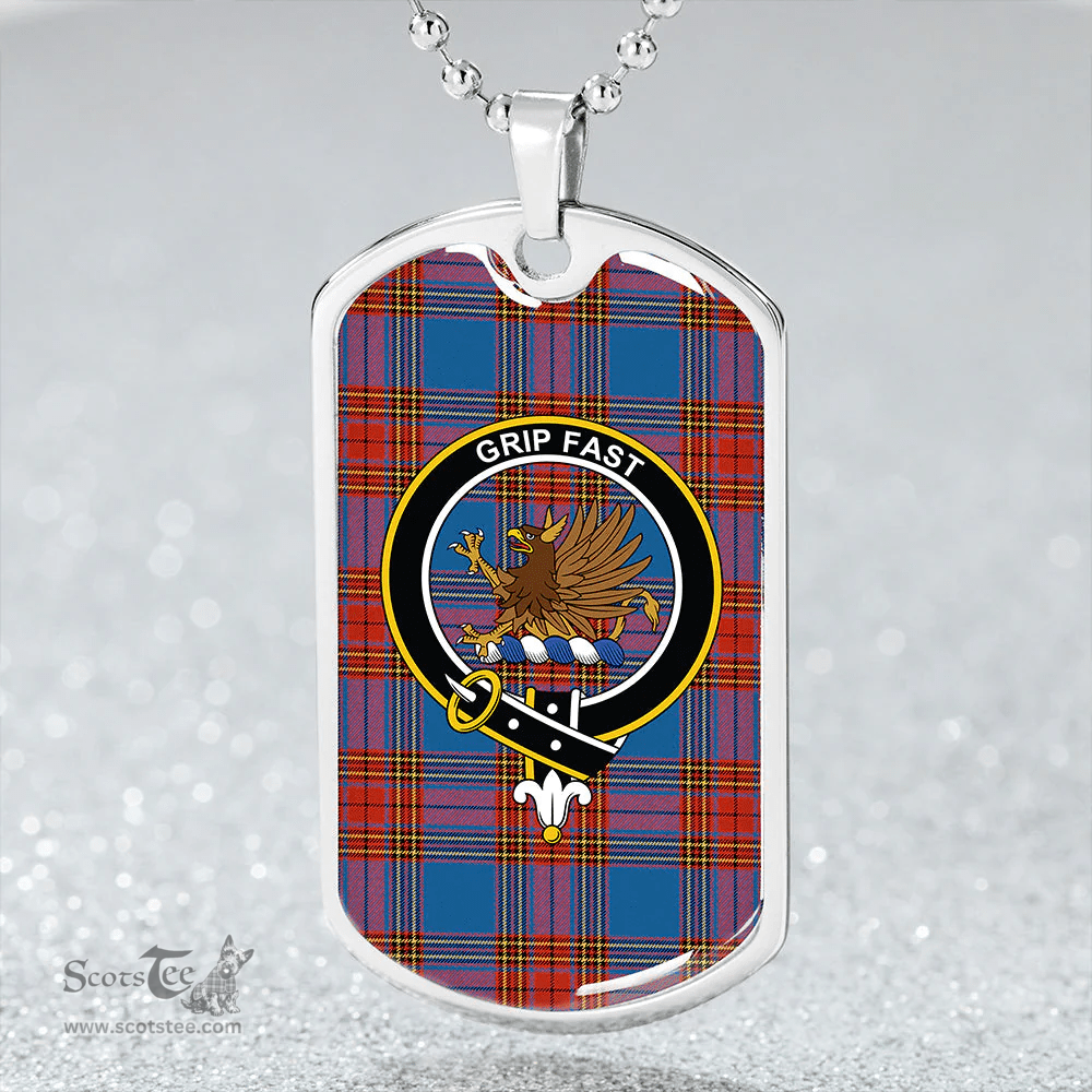 ScottishPlaid Leslie (J Cant) Ancient Clan Tartan Dog Tag Necklace - Crest Classic Scottish Plaid Tartan Plaid