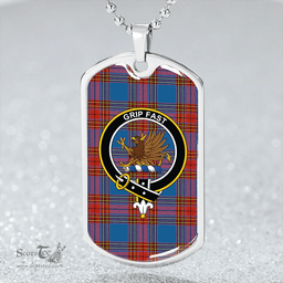 ScottishPlaid Leslie (J Cant) Ancient Clan Tartan Dog Tag Necklace - Crest Classic Scottish Plaid Tartan Plaid