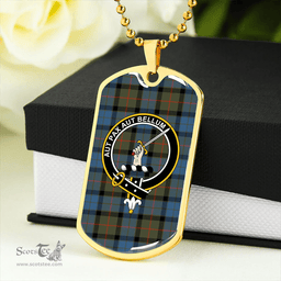 ScottishPlaid Gunn #2 Ancient Clan Tartan Dog Tag Necklace - Crest Classic Scottish Plaid Tartan Plaid