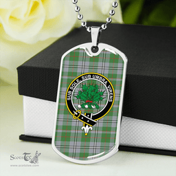 ScottishPlaid Irvine of Glentulchan Modern Clan Tartan Dog Tag Necklace - Crest Classic Scottish Plaid Tartan Plaid