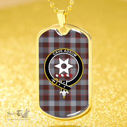 ScottishPlaid Jardine of Castlemilk Modern Clan Tartan Dog Tag Necklace - Crest Classic Scottish Plaid Tartan Plaid