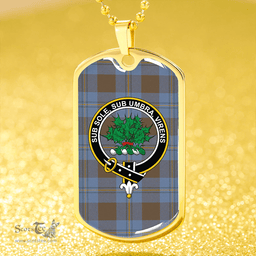 ScottishPlaid Irvine of Bonshaw Weathered Clan Tartan Dog Tag Necklace - Crest Classic Scottish Plaid Tartan Plaid