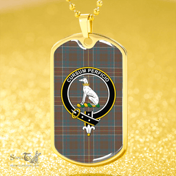 ScottishPlaid Hunter of Hunterston (Galbraith of Hunterston) Weathered Clan Tartan Dog Tag Necklace - Crest Classic Scottish Plaid Tartan Plaid