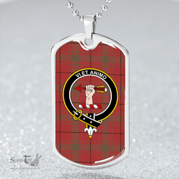 ScottishPlaid MacCulloch #2 (Donald Lord of the Isles #2) Weathered Clan Tartan Dog Tag Necklace - Crest Classic Scottish Plaid Tartan Plaid