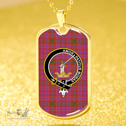 ScottishPlaid Lumsden of Clova Ancient Clan Tartan Dog Tag Necklace - Crest Classic Scottish Plaid Tartan Plaid