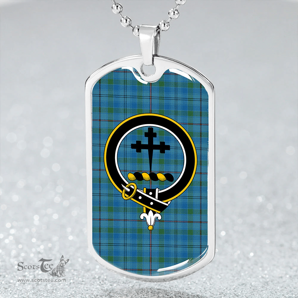 ScottishPlaid Leith District Ancient Clan Tartan Dog Tag Necklace - Crest Classic Scottish Plaid Tartan Plaid