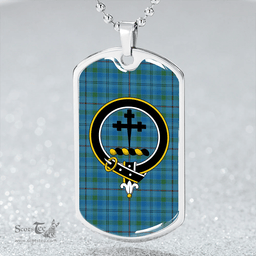 ScottishPlaid Leith District Ancient Clan Tartan Dog Tag Necklace - Crest Classic Scottish Plaid Tartan Plaid