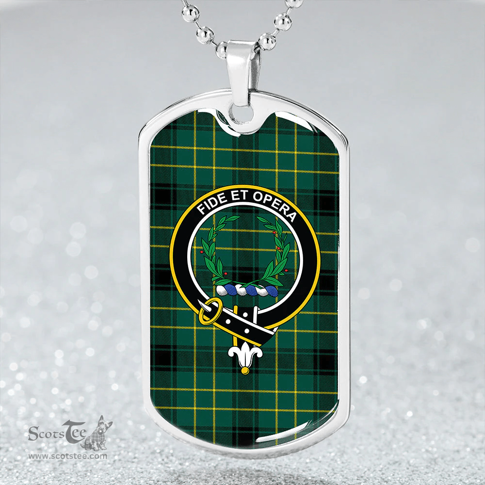ScottishPlaid MacArthur 1815 #2 Modern Clan Tartan Dog Tag Necklace - Crest Classic Scottish Plaid Tartan Plaid