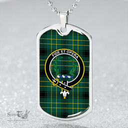 ScottishPlaid MacArthur 1815 #2 Modern Clan Tartan Dog Tag Necklace - Crest Classic Scottish Plaid Tartan Plaid
