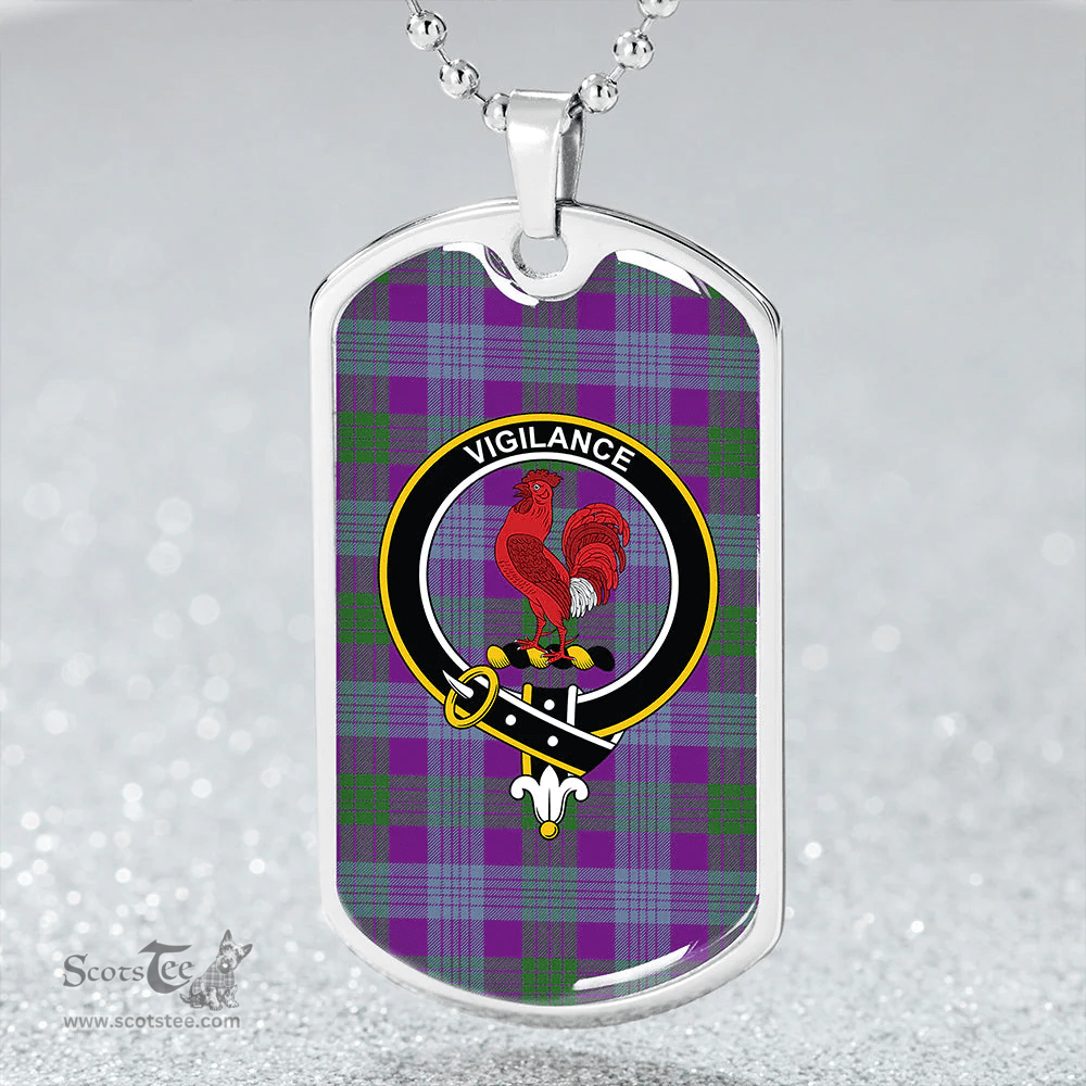 ScottishPlaid Lang (Laing) Ancient Clan Tartan Dog Tag Necklace - Crest Classic Scottish Plaid Tartan Plaid