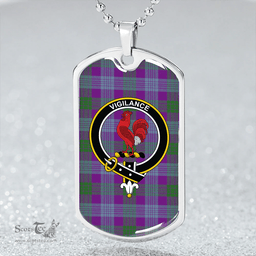 ScottishPlaid Lang (Laing) Ancient Clan Tartan Dog Tag Necklace - Crest Classic Scottish Plaid Tartan Plaid