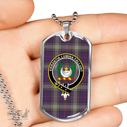 ScottishPlaid Kinnaird Weathered Clan Tartan Dog Tag Necklace - Crest Classic Scottish Plaid Tartan Plaid