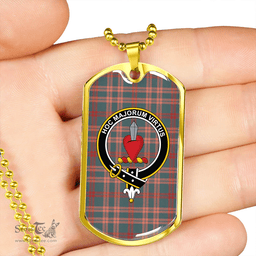 ScottishPlaid Logan #3 Weathered Clan Tartan Dog Tag Necklace - Crest Classic Scottish Plaid Tartan Plaid