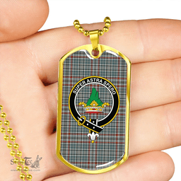 ScottishPlaid Gayre Dress Weathered Clan Tartan Dog Tag Necklace - Crest Classic Scottish Plaid Tartan Plaid