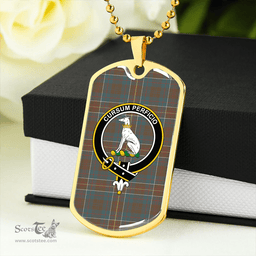 ScottishPlaid Hunter of Hunterston (Galbraith of Hunterston) Weathered Clan Tartan Dog Tag Necklace - Crest Classic Scottish Plaid Tartan Plaid