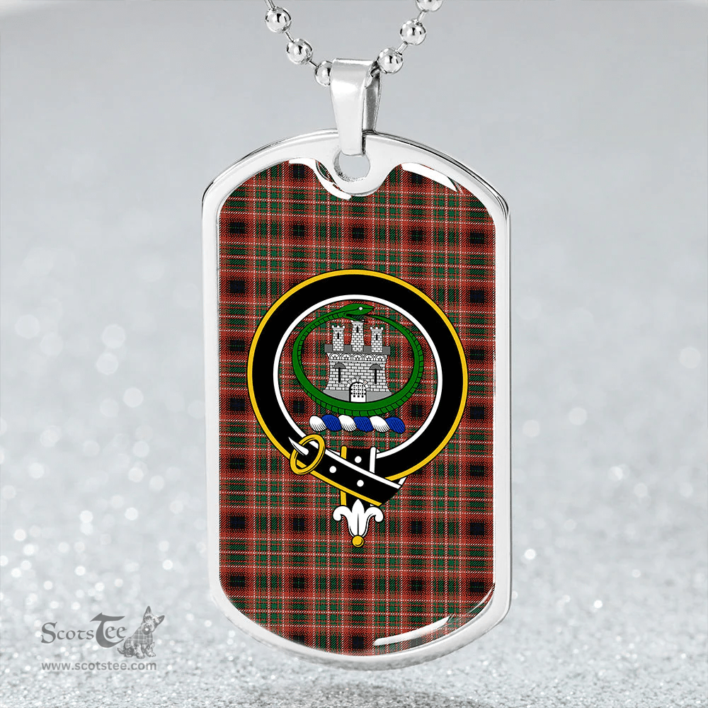 ScottishPlaid Innes of Cowie Weathered Clan Tartan Dog Tag Necklace - Crest Classic Scottish Plaid Tartan Plaid