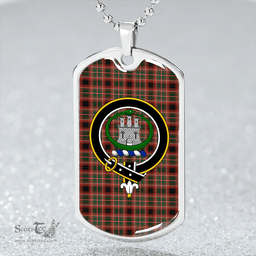 ScottishPlaid Innes of Cowie Weathered Clan Tartan Dog Tag Necklace - Crest Classic Scottish Plaid Tartan Plaid