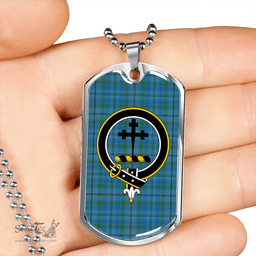 ScottishPlaid Leith District Ancient Clan Tartan Dog Tag Necklace - Crest Classic Scottish Plaid Tartan Plaid