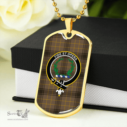 ScottishPlaid MacArthur 1815 #2 Weathered Clan Tartan Dog Tag Necklace - Crest Classic Scottish Plaid Tartan Plaid