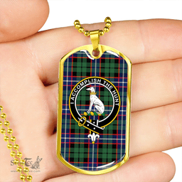 ScottishPlaid Hunter #2 (Michael #2) Modern Clan Tartan Dog Tag Necklace - Crest Classic Scottish Plaid Tartan Plaid