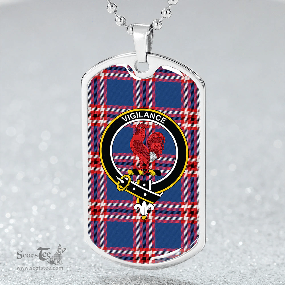 ScottishPlaid Laing of Archiestown (Lang of Archiestown) Modern Clan Tartan Dog Tag Necklace - Crest Classic Scottish Plaid Tartan Plaid