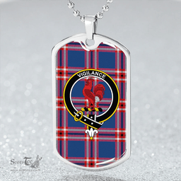 ScottishPlaid Laing of Archiestown (Lang of Archiestown) Modern Clan Tartan Dog Tag Necklace - Crest Classic Scottish Plaid Tartan Plaid