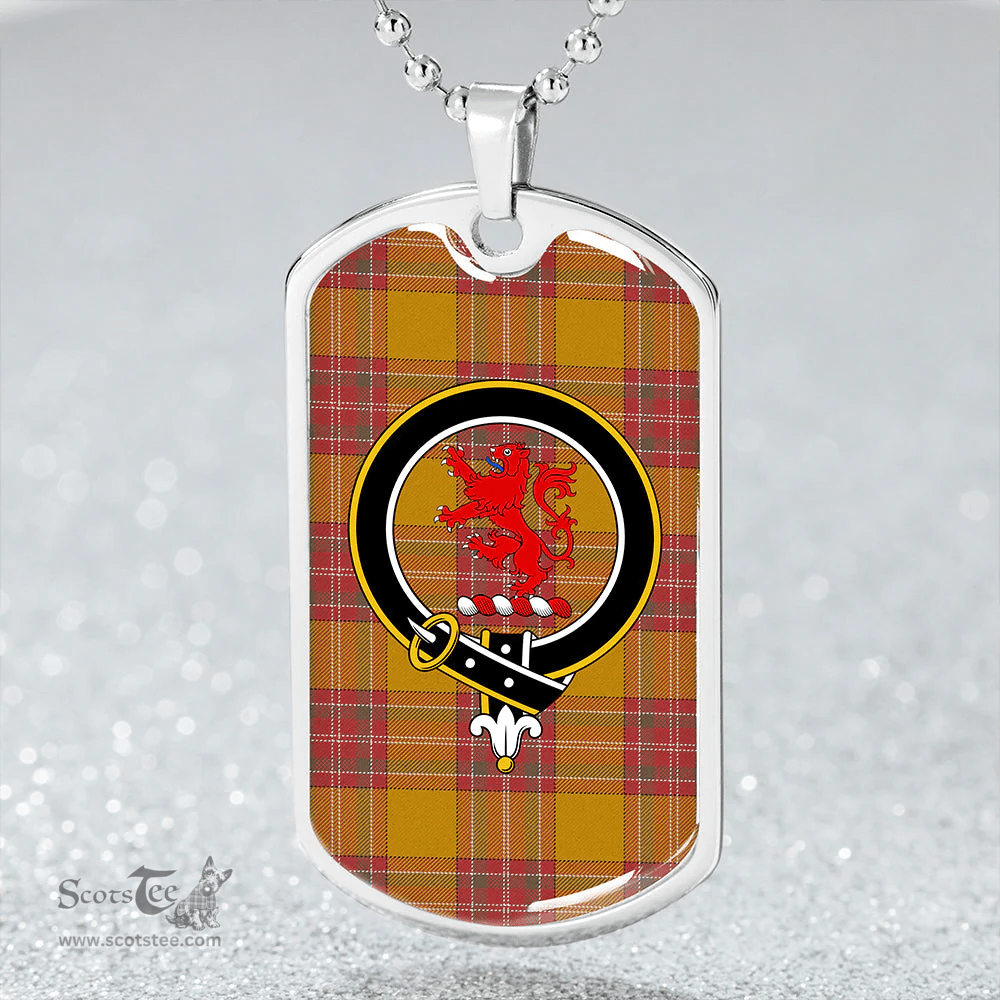 ScottishPlaid MacBrair Weathered Clan Tartan Dog Tag Necklace - Crest Classic Scottish Plaid Tartan Plaid