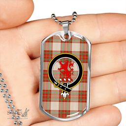 ScottishPlaid MacBrair Dress Weathered Clan Tartan Dog Tag Necklace - Crest Classic Scottish Plaid Tartan Plaid