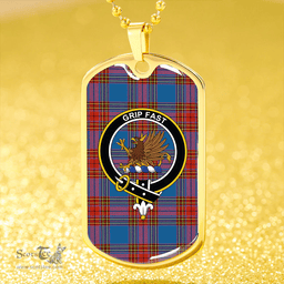 ScottishPlaid Leslie (J Cant) Ancient Clan Tartan Dog Tag Necklace - Crest Classic Scottish Plaid Tartan Plaid
