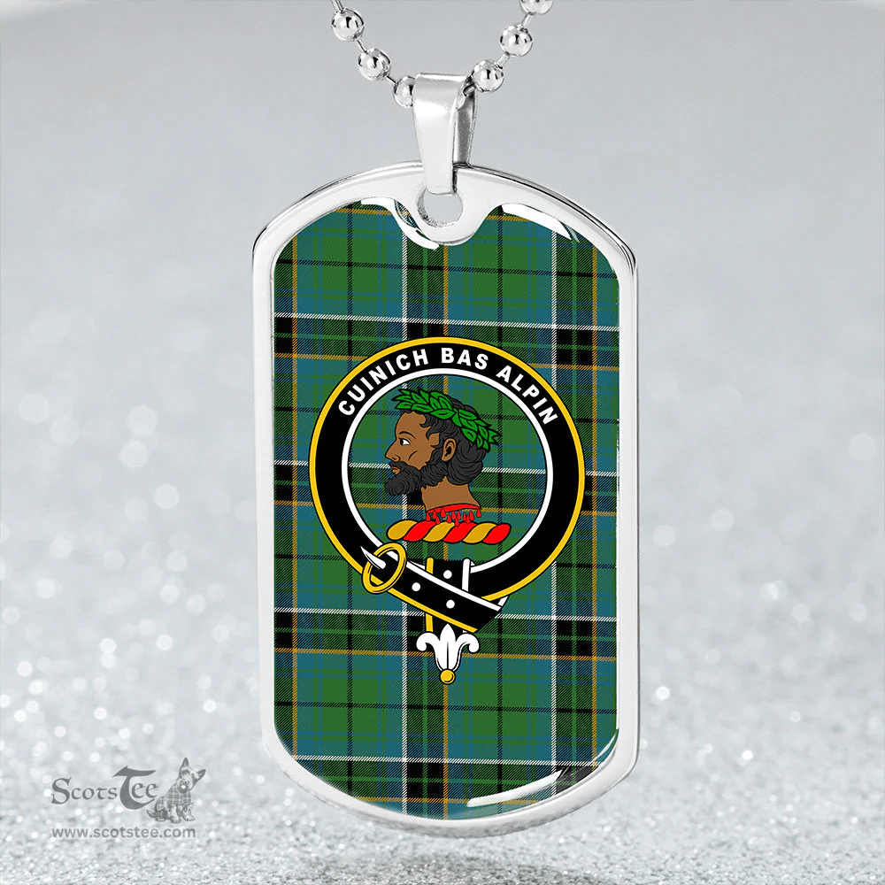 ScottishPlaid MacAlpine Ancient Clan Tartan Dog Tag Necklace - Crest Classic Scottish Plaid Tartan Plaid