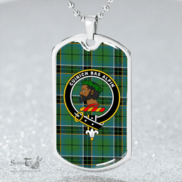ScottishPlaid MacAlpine Ancient Clan Tartan Dog Tag Necklace - Crest Classic Scottish Plaid Tartan Plaid