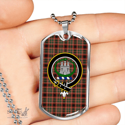 ScottishPlaid Innes of Cowie Weathered Clan Tartan Dog Tag Necklace - Crest Classic Scottish Plaid Tartan Plaid