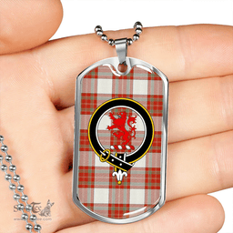 ScottishPlaid MacBrair Dress #2 Ancient Clan Tartan Dog Tag Necklace - Crest Classic Scottish Plaid Tartan Plaid