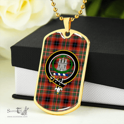 ScottishPlaid Innes Red Dress Ancient Clan Tartan Dog Tag Necklace - Crest Classic Scottish Plaid Tartan Plaid