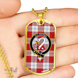 ScottishPlaid Lennox Dress Red Clan Tartan Dog Tag Necklace - Crest Classic Scottish Plaid Tartan Plaid