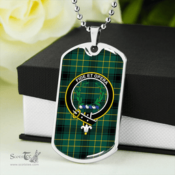 ScottishPlaid MacArthur 1815 #2 Modern Clan Tartan Dog Tag Necklace - Crest Classic Scottish Plaid Tartan Plaid