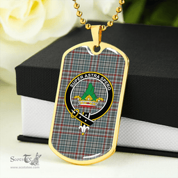 ScottishPlaid Gayre Dress Weathered Clan Tartan Dog Tag Necklace - Crest Classic Scottish Plaid Tartan Plaid