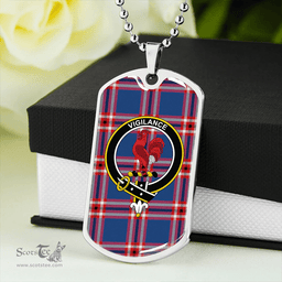 ScottishPlaid Laing of Archiestown (Lang of Archiestown) Modern Clan Tartan Dog Tag Necklace - Crest Classic Scottish Plaid Tartan Plaid