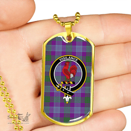 ScottishPlaid Lang (Laing) Ancient Clan Tartan Dog Tag Necklace - Crest Classic Scottish Plaid Tartan Plaid
