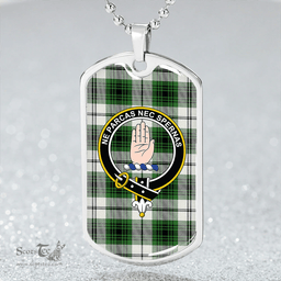 ScottishPlaid Lamont Dress Ancient Clan Tartan Dog Tag Necklace - Crest Classic Scottish Plaid Tartan Plaid