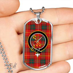 ScottishPlaid Kirk Modern Clan Tartan Dog Tag Necklace - Crest Classic Scottish Plaid Tartan Plaid