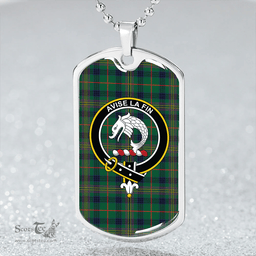 ScottishPlaid Kennedy Modern Clan Tartan Dog Tag Necklace - Crest Classic Scottish Plaid Tartan Plaid