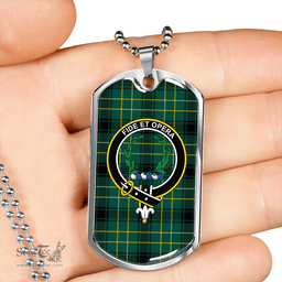 ScottishPlaid MacArthur 1815 #2 Modern Clan Tartan Dog Tag Necklace - Crest Classic Scottish Plaid Tartan Plaid