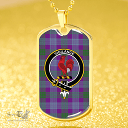 ScottishPlaid Lang (Laing) Ancient Clan Tartan Dog Tag Necklace - Crest Classic Scottish Plaid Tartan Plaid