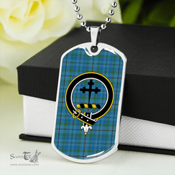 ScottishPlaid Leith District Ancient Clan Tartan Dog Tag Necklace - Crest Classic Scottish Plaid Tartan Plaid