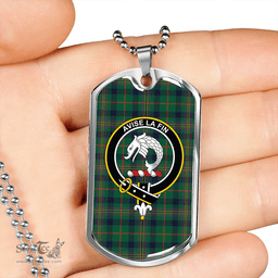 ScottishPlaid Kennedy Modern Clan Tartan Dog Tag Necklace - Crest Classic Scottish Plaid Tartan Plaid
