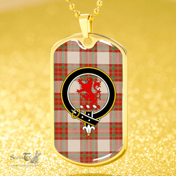 ScottishPlaid MacBrair Dress Weathered Clan Tartan Dog Tag Necklace - Crest Classic Scottish Plaid Tartan Plaid