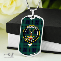 ScottishPlaid Keith (Marshall) Modern Clan Tartan Dog Tag Necklace - Crest Classic Scottish Plaid Tartan Plaid