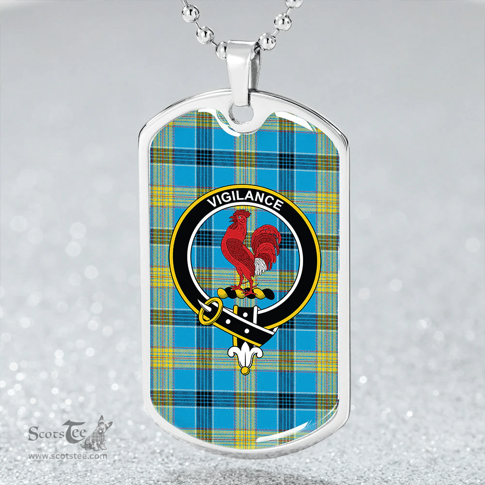 ScottishPlaid Laing (Lang) Modern Clan Tartan Dog Tag Necklace - Crest Classic Scottish Plaid Tartan Plaid